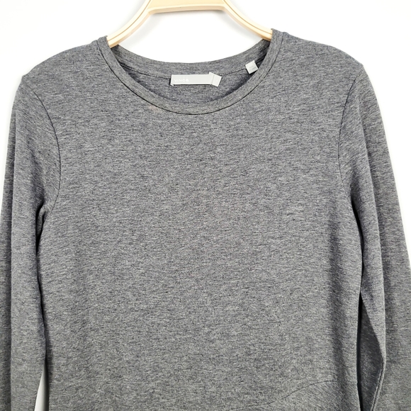 Vince Gray Asymmetric Long Sleeve Midi Dress – Size L – Soft Stretch Knit - Picture 6 of 10